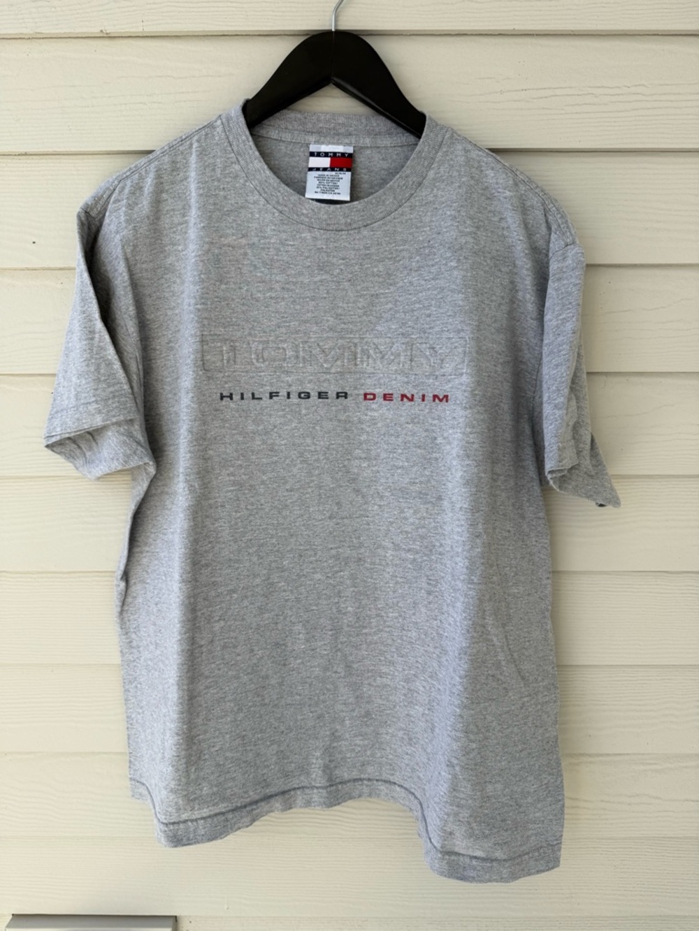 Vintage Tommy Hilfiger Y2K Embossed Hilfiger Denim Tee